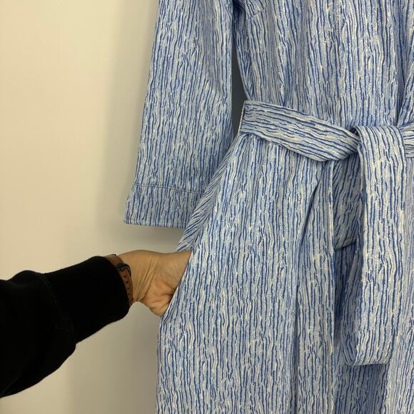 J.McLaughlin Women’s Verte Dress Size M Midi White Blue Catalina Cloth Coastal - Picture 7 of 16